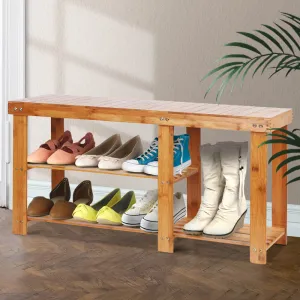 2-in-1 Bamboo Shoe Rack Bench, 2-Tier & Durable – Artiss