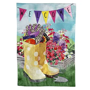 Banner and Boots Linen Garden Flag