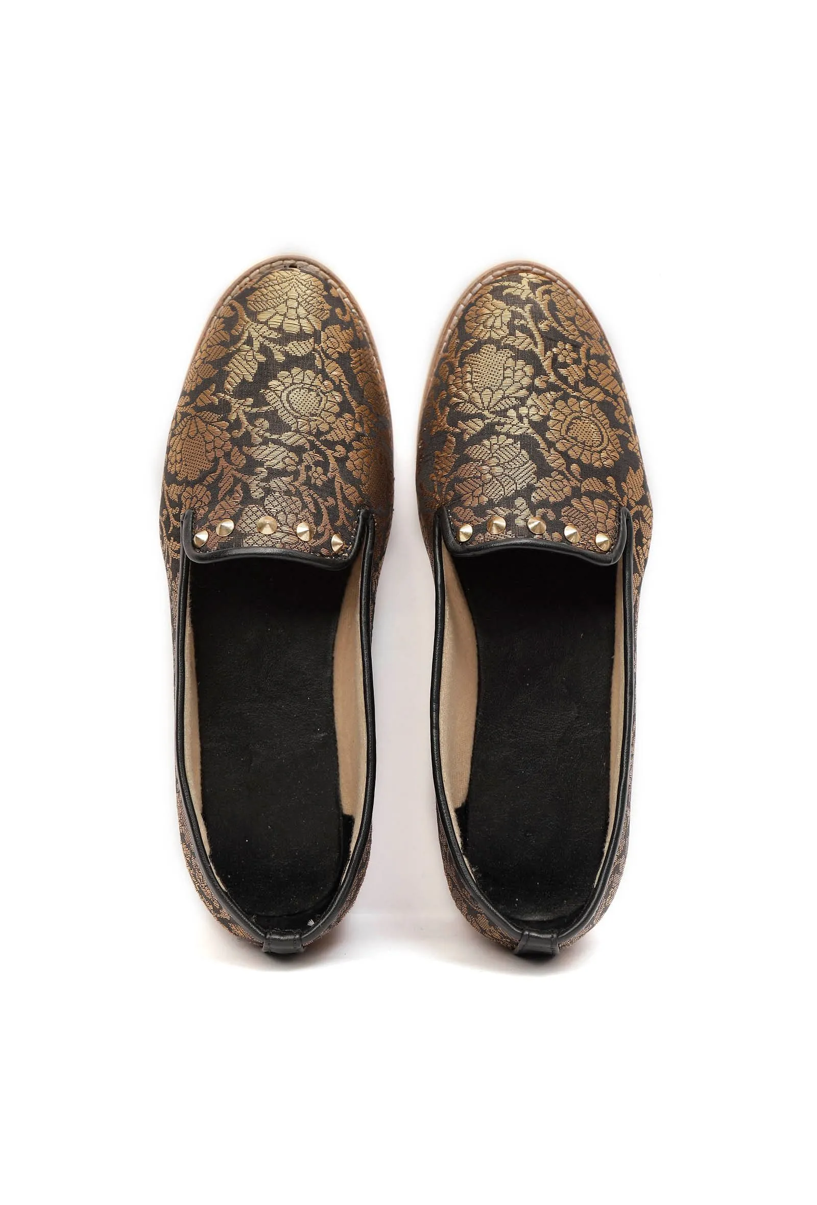 Black Brocade Loafers