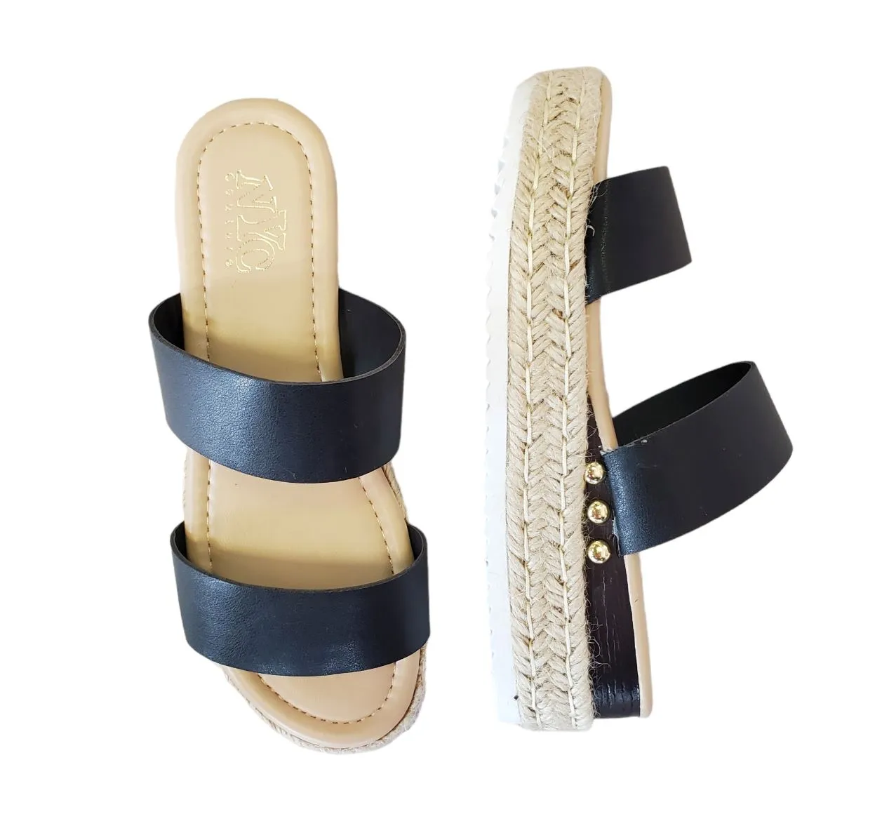 BLACK WEDGE ESPADRILLE SANDAL