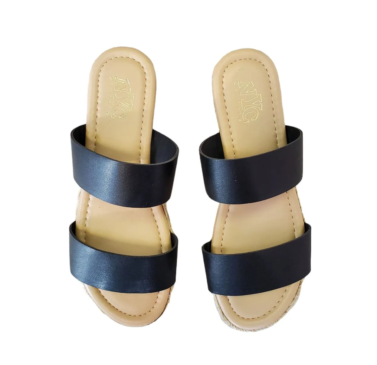 BLACK WEDGE ESPADRILLE SANDAL