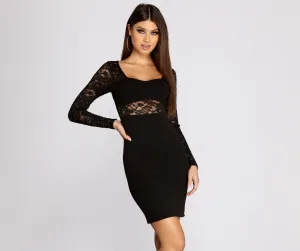 Cheyenne Lace Stylish Crepe Mini Dress