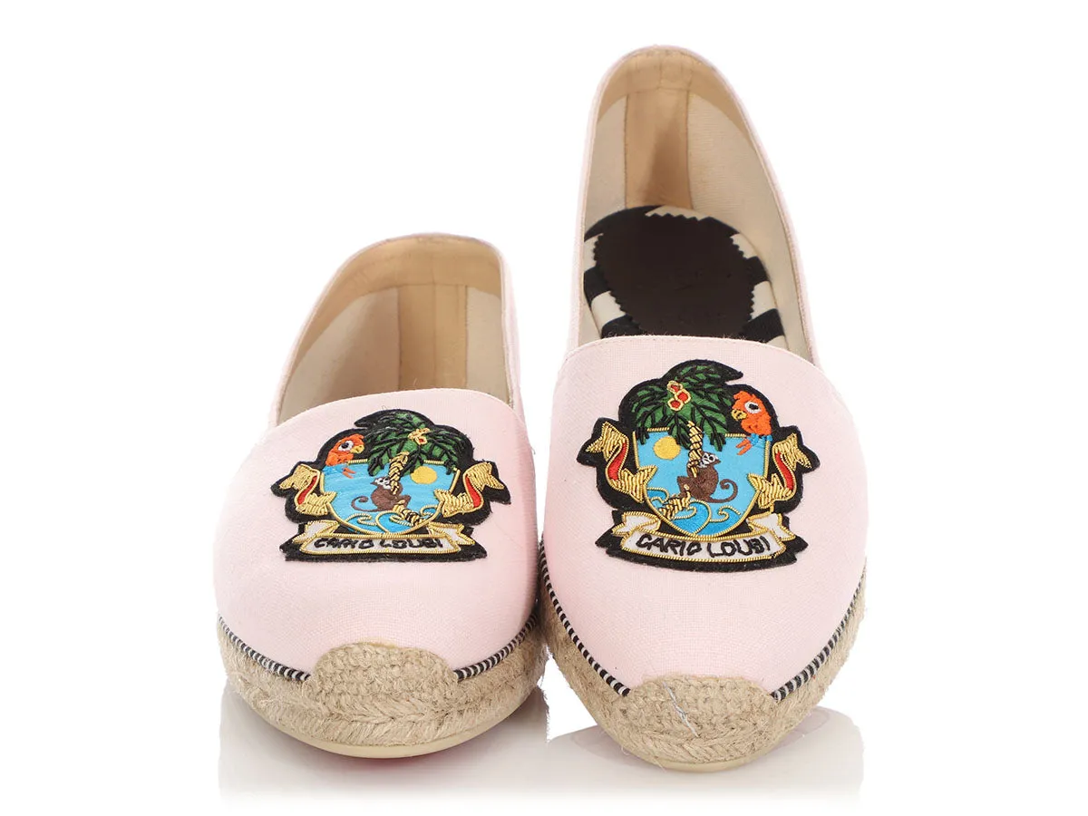 Christian Louboutin Pink Cario Loubi Espadrille Flats