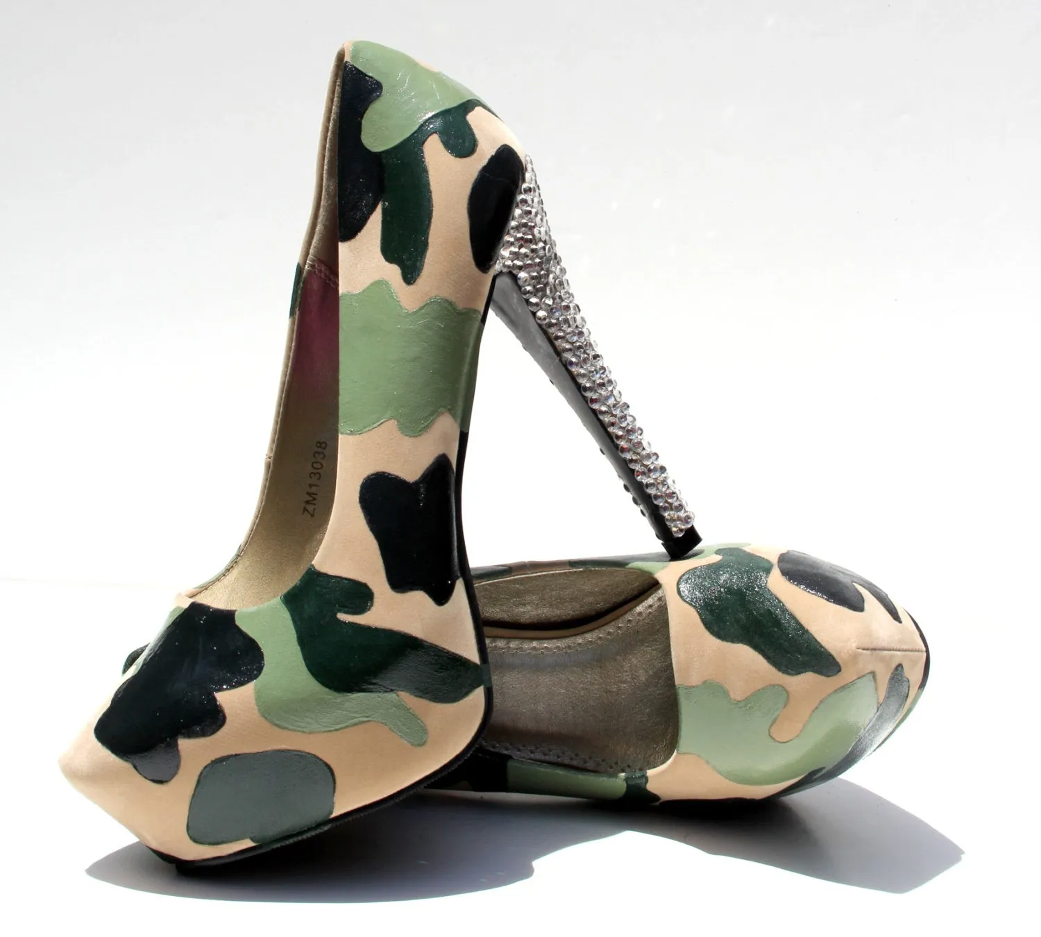 Custom Camo Heels with Swarovski Crystals