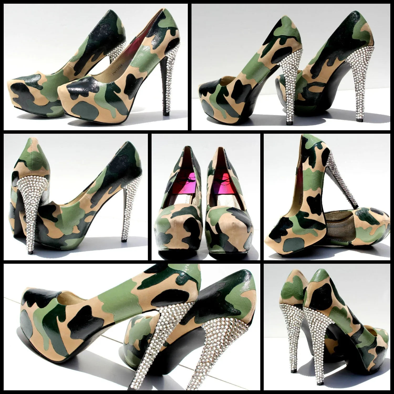 Custom Camo Heels with Swarovski Crystals