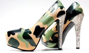 Custom Camo Heels with Swarovski Crystals