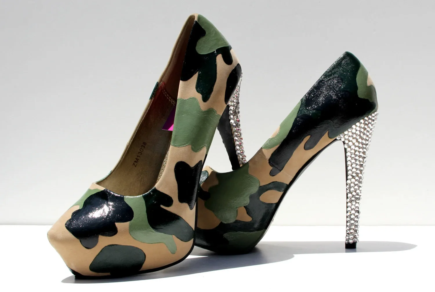 Custom Camo Heels with Swarovski Crystals