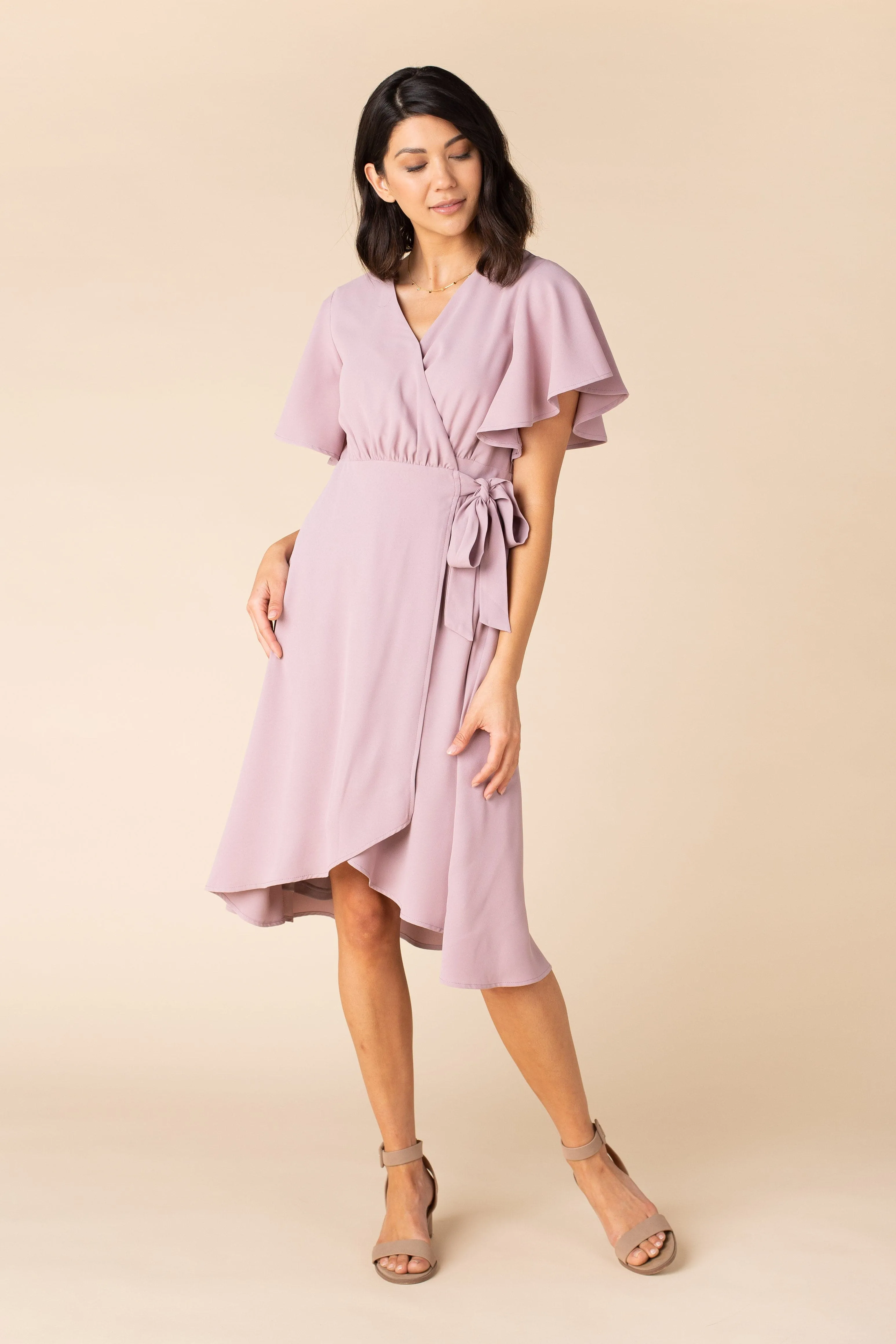 Daphne Tulip Wrap Dress - Mauve