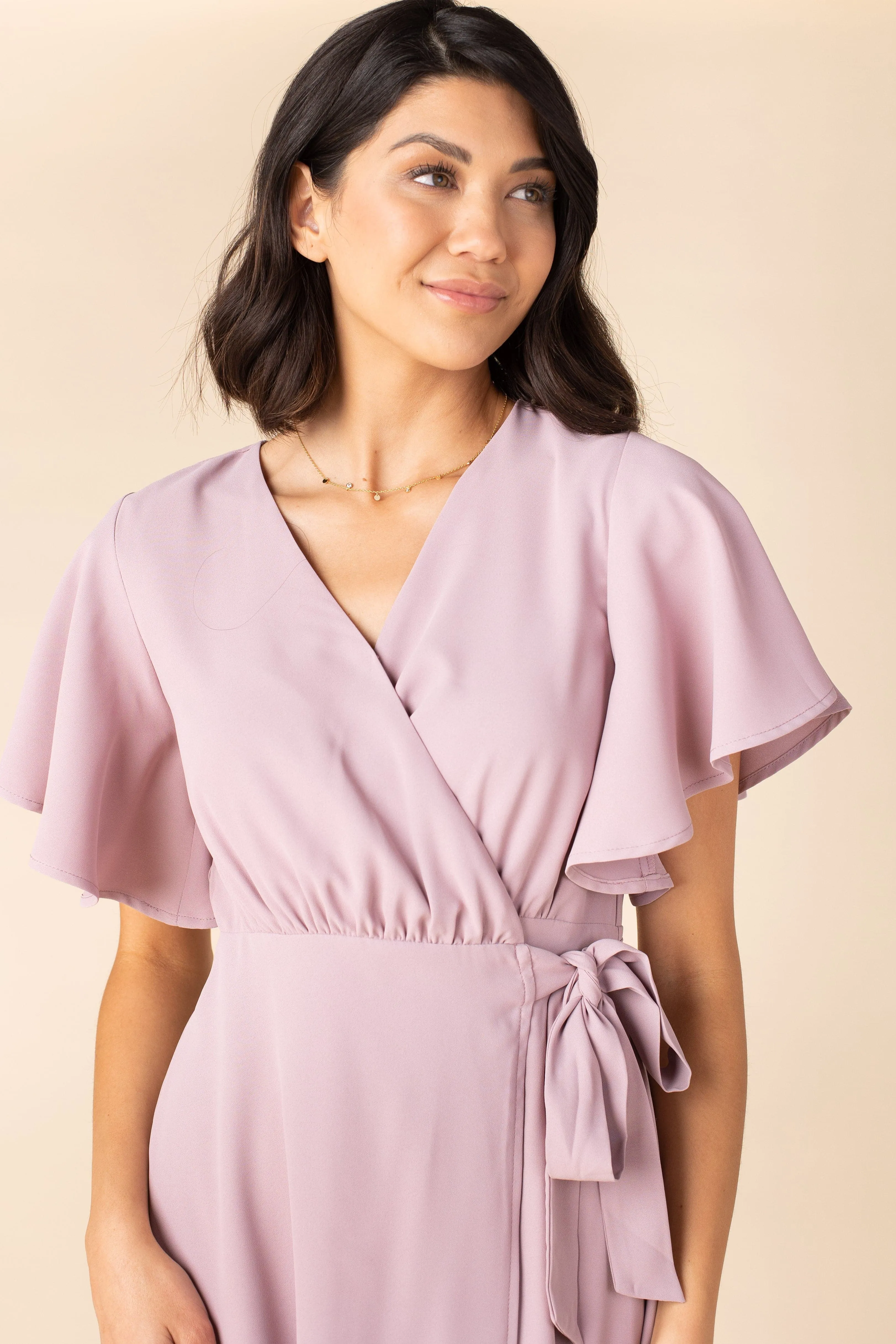 Daphne Tulip Wrap Dress - Mauve