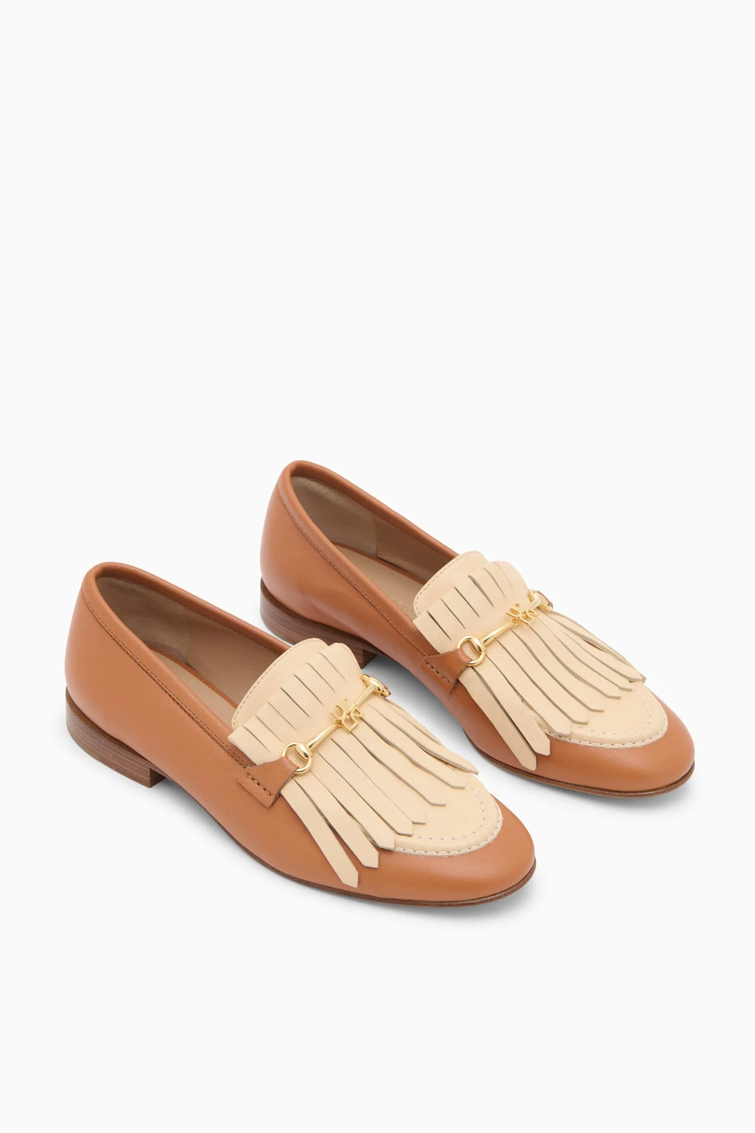 Greta Fringe Loafer - Pecan Brown Colorblock