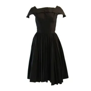 JAMES GALANOS Circa 1950s Black Boat Neck Cocktail Dress