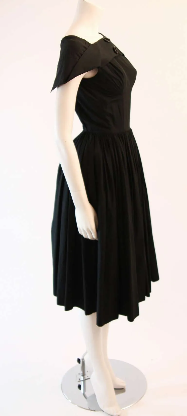 JAMES GALANOS Circa 1950s Black Boat Neck Cocktail Dress