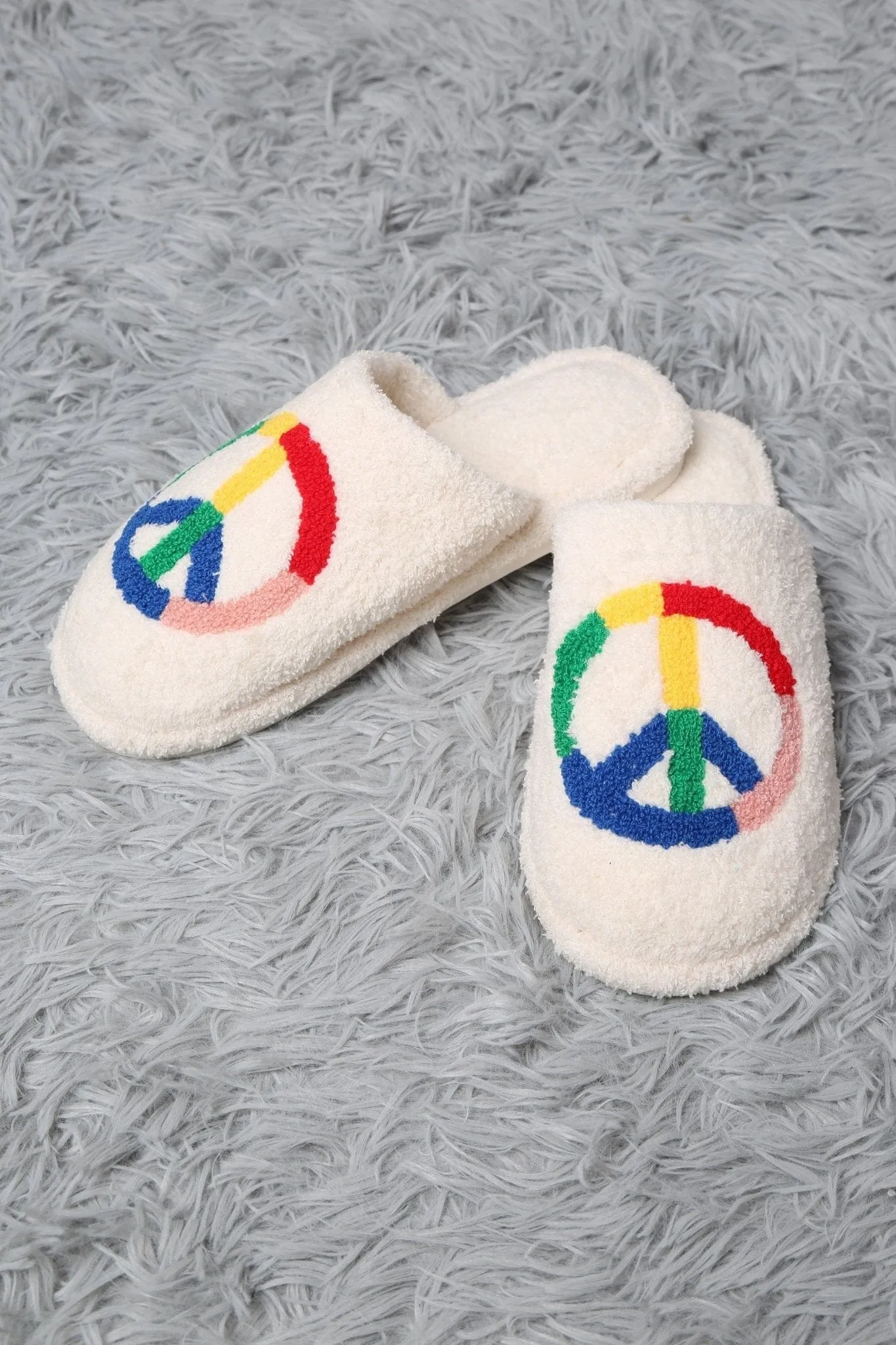 JCL4204-08 Super Lux Rainbow Peace Sign Slippers