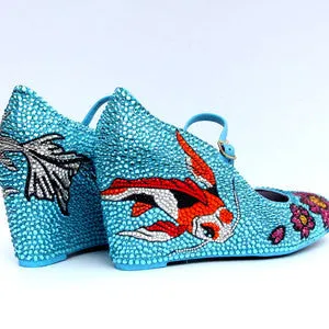 Koi & Cherry Blossom Crystal Mary Jane Wedges