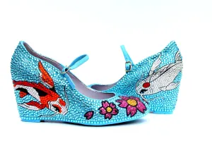 Koi & Cherry Blossom Crystal Mary Jane Wedges