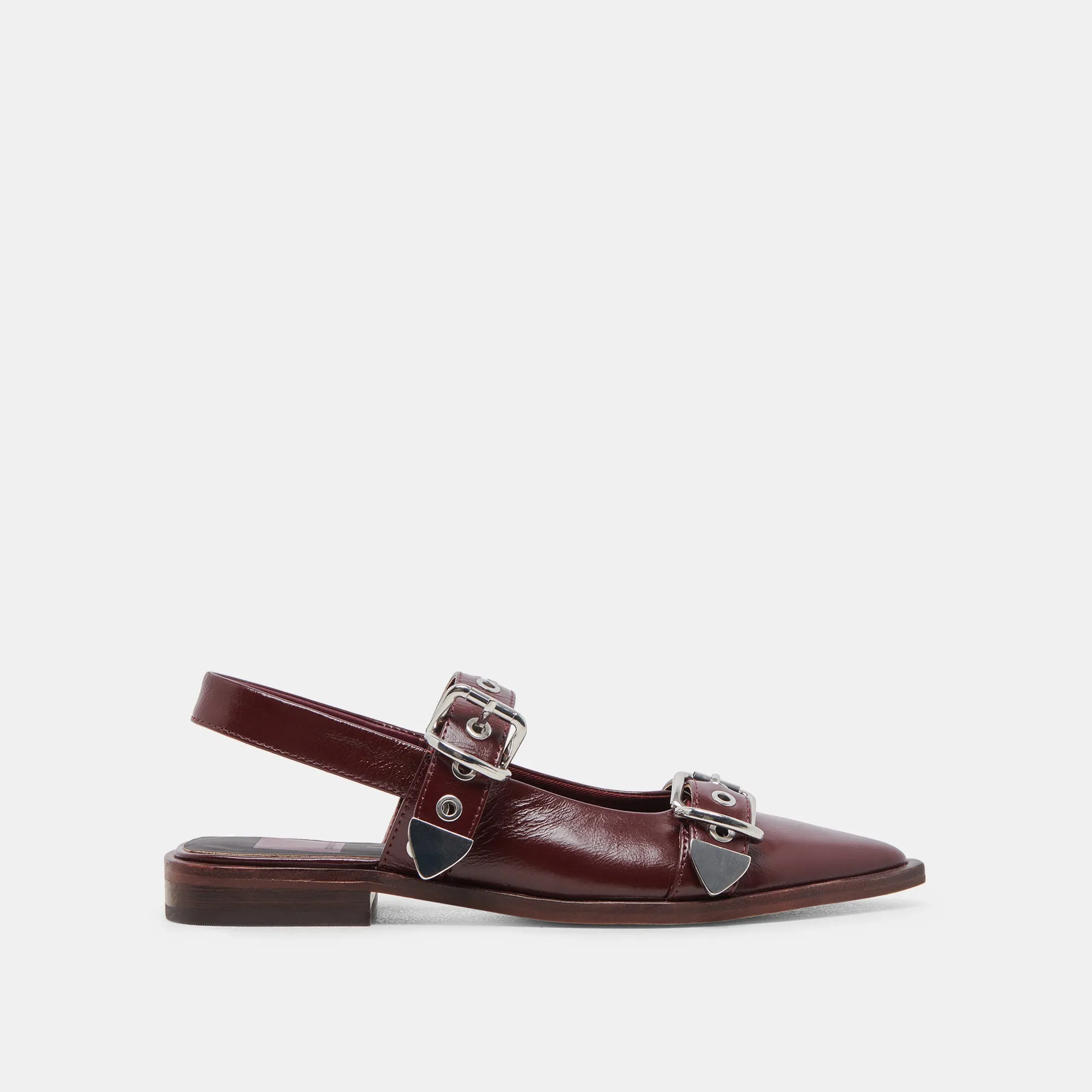 LABELL FLATS BURGUNDY CRINKLE PATENT