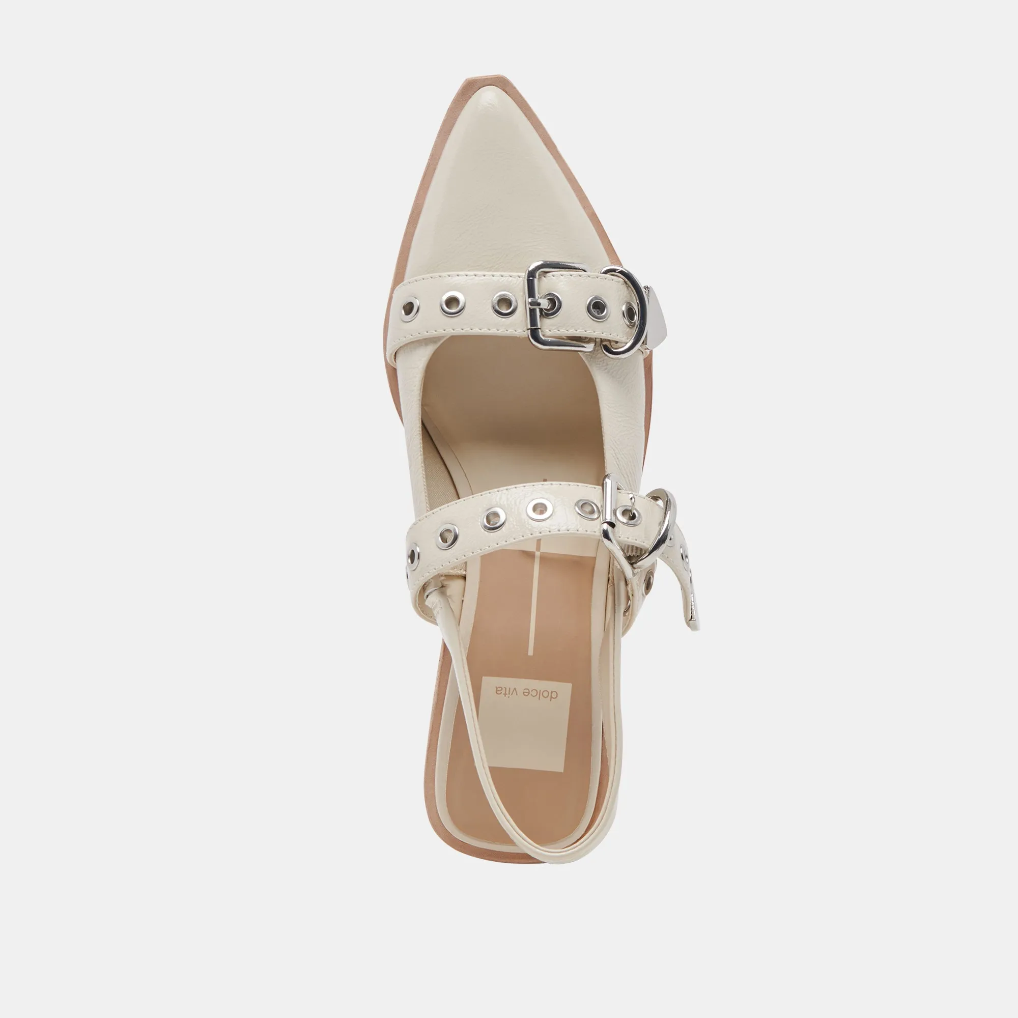 LABELL FLATS IVORY CRINKLE PATENT