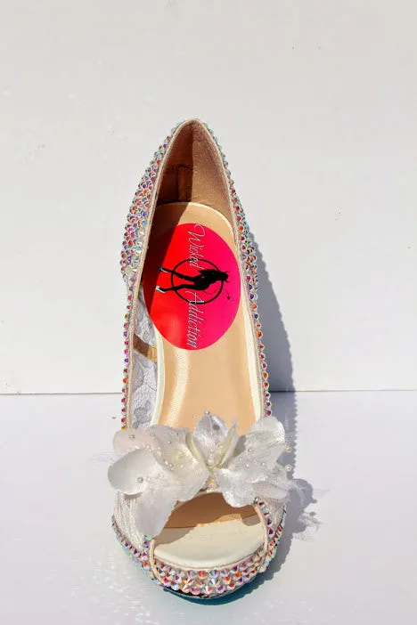 Lace & Swarovski AB Crystal Bridal Heel