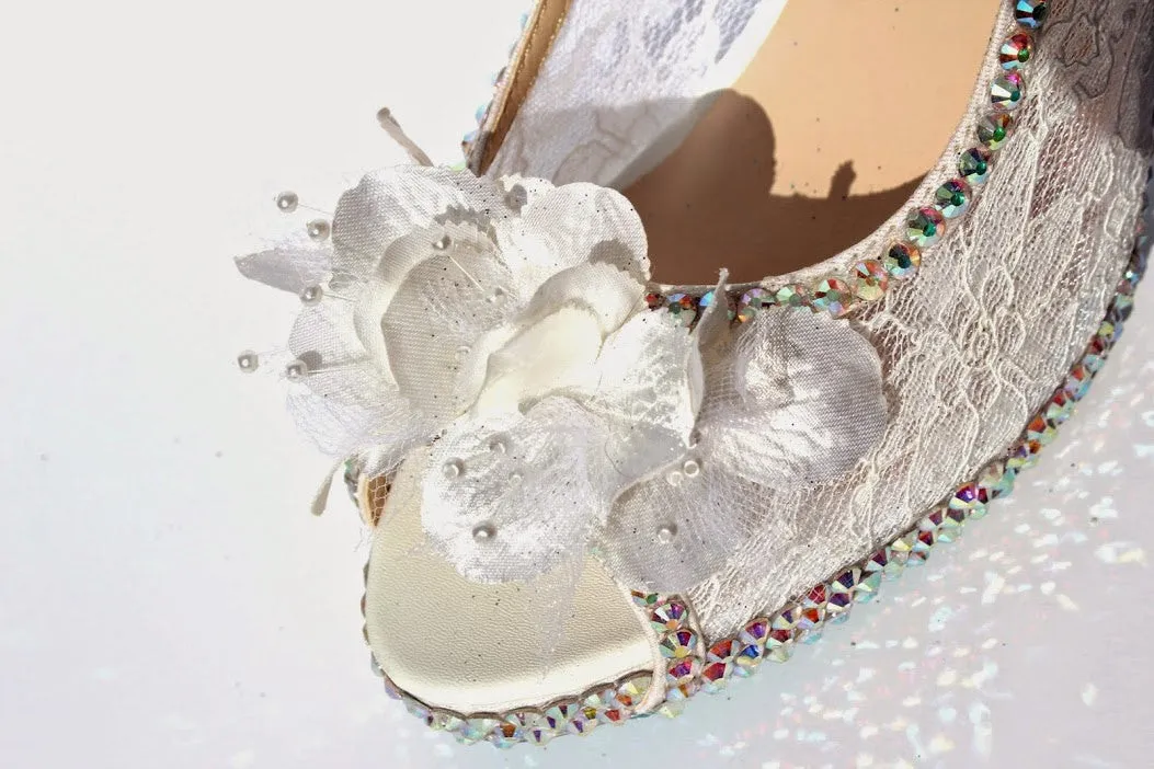 Lace & Swarovski AB Crystal Bridal Heel