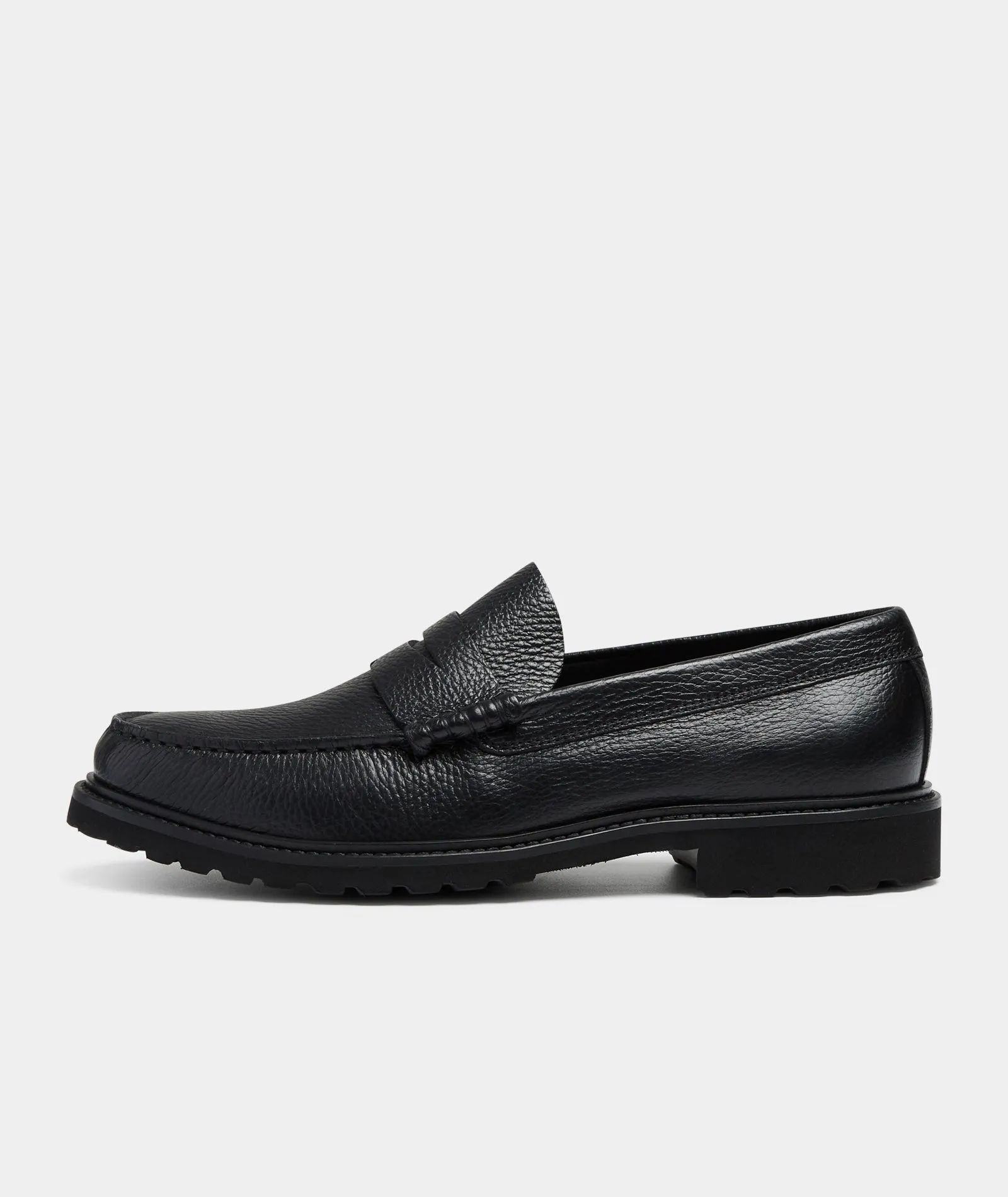 Penny Loafer - Black Tumbled Leather