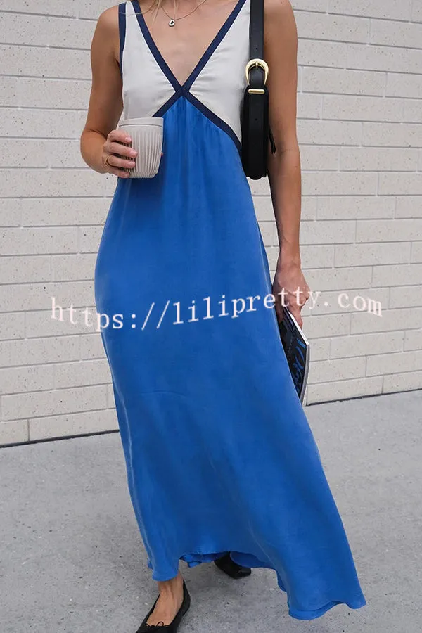 Perfect for Summer Weddings Satin Contrast Colour Relaxed Maxi Dress