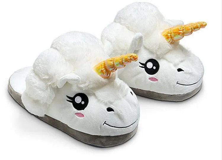 Plush Unicorn Cotton Slippers