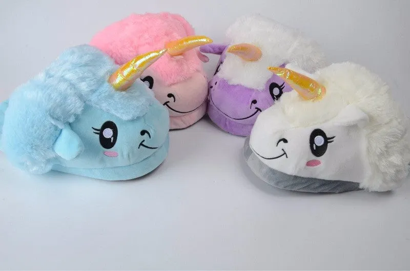 Plush Unicorn Cotton Slippers