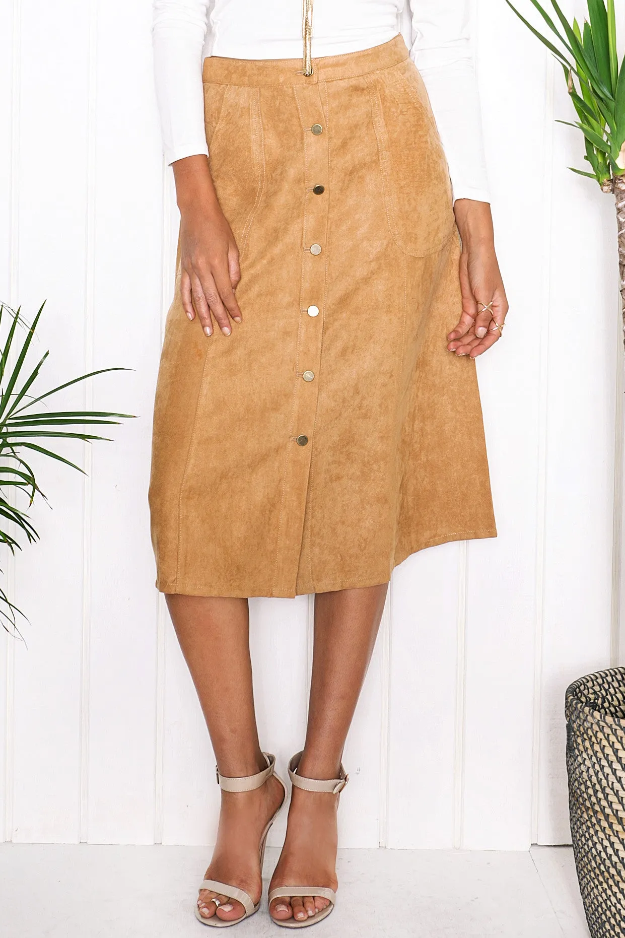 Sabina Suede Midi Skirt