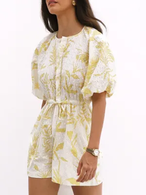 Sera Cotton Cutwork Playsuit | Lemon