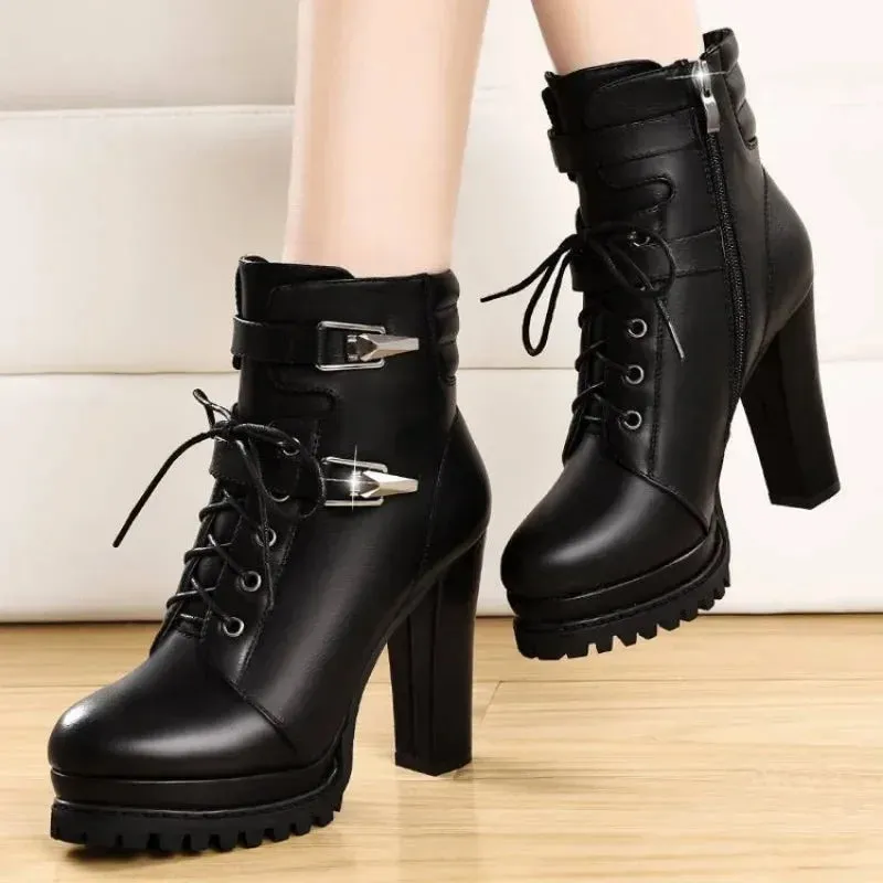 Trendy High Heel Ankle Retro Punk Boots