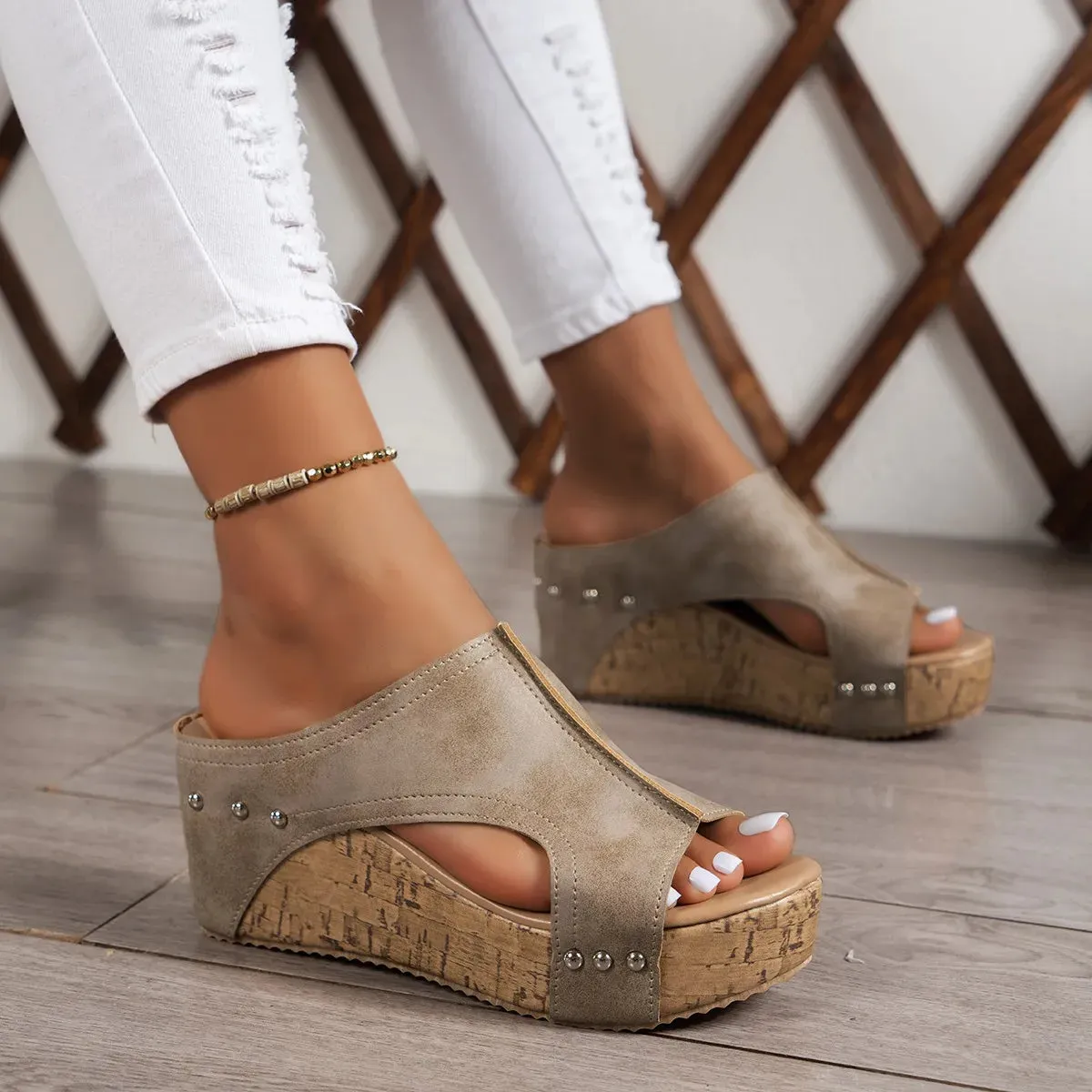 Trendy Platform  Peep Toe Wedge Sandals