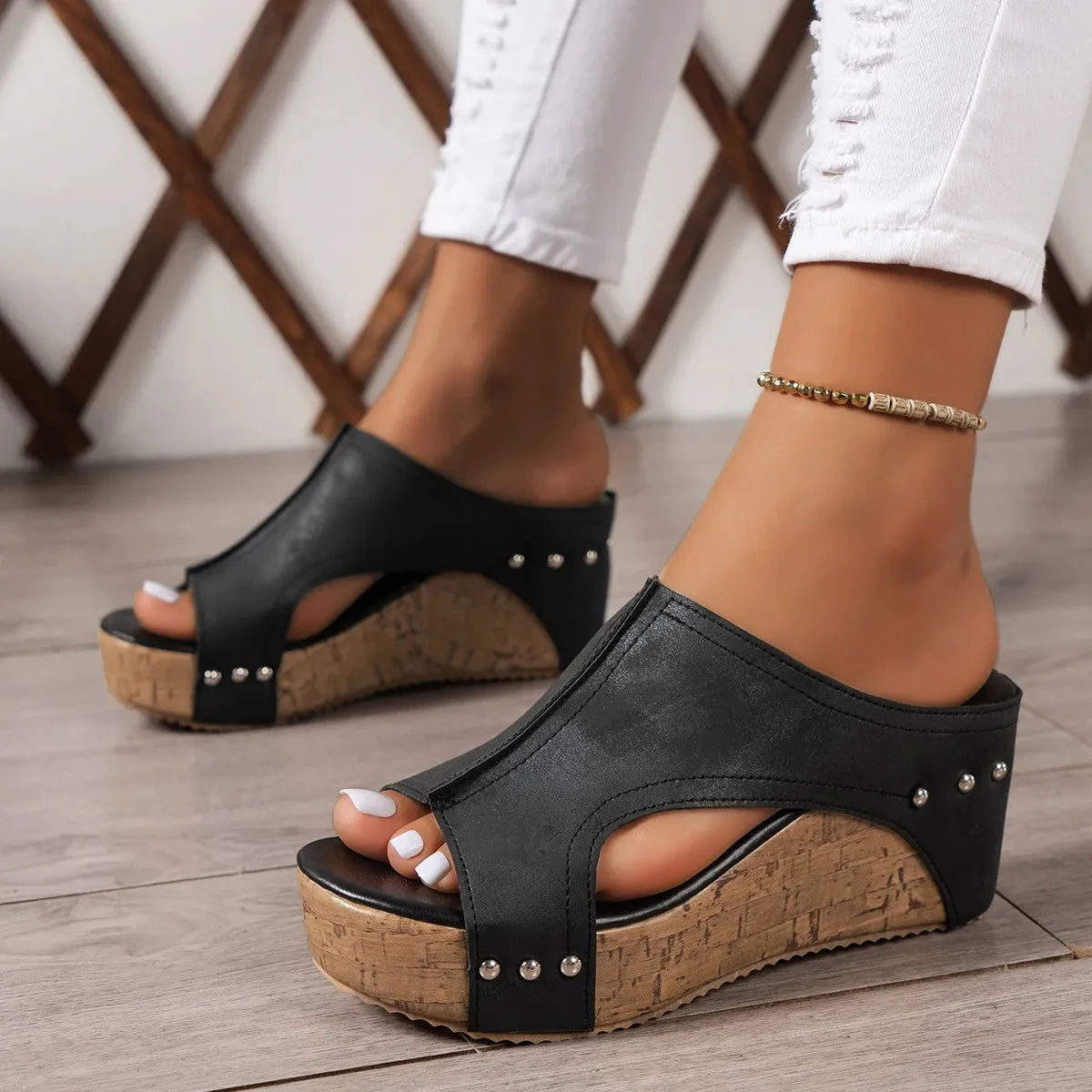 Trendy Platform  Peep Toe Wedge Sandals