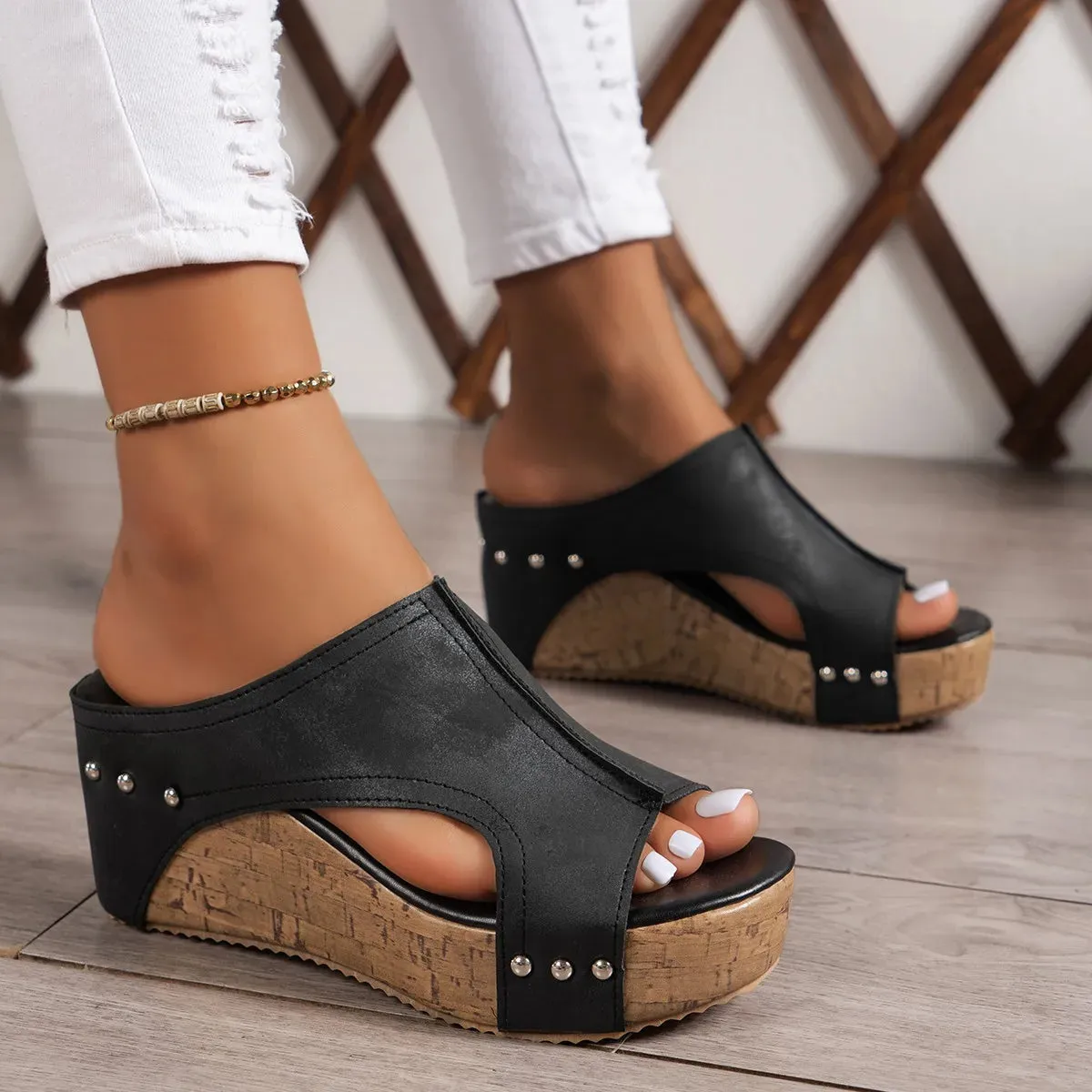 Trendy Platform  Peep Toe Wedge Sandals