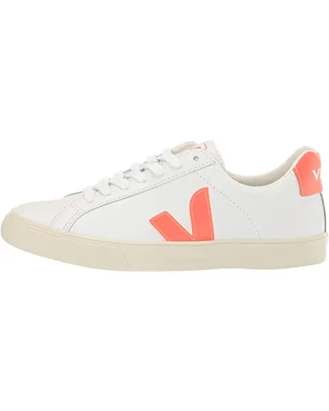 Veja Sneakers - Esplar Logo Leather Extra White Orange Fluo