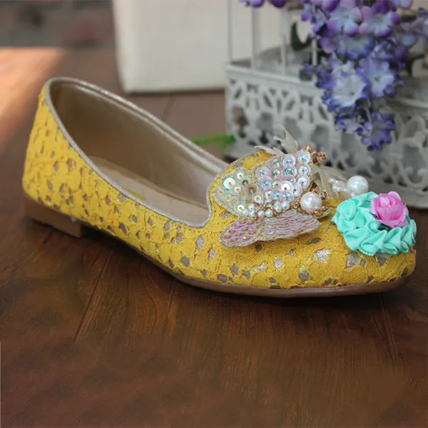 Yellow Facy Pumps for Ladies