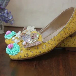 Yellow Facy Pumps for Ladies